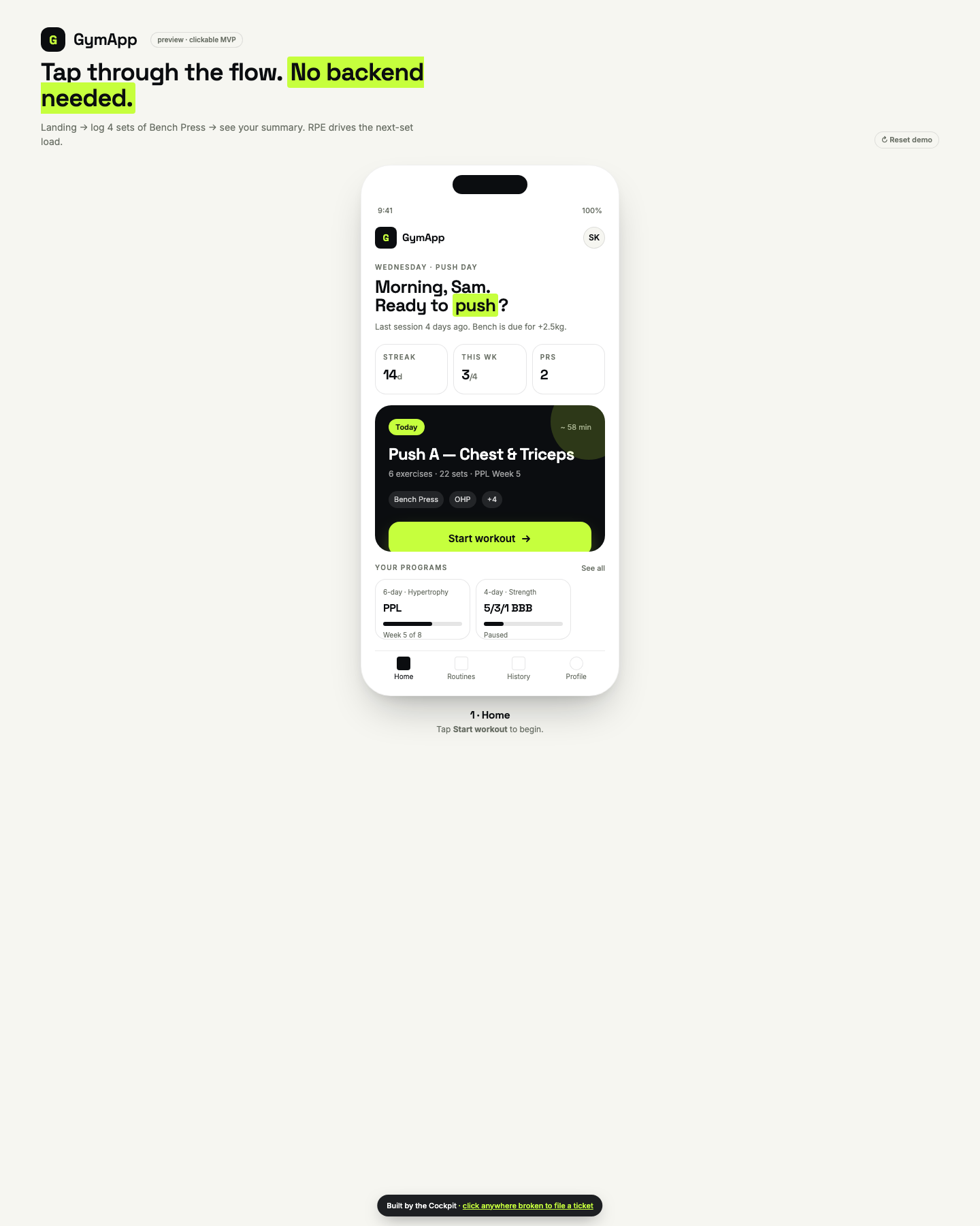 Clickable MVP — Tap through the flow, no backend needed